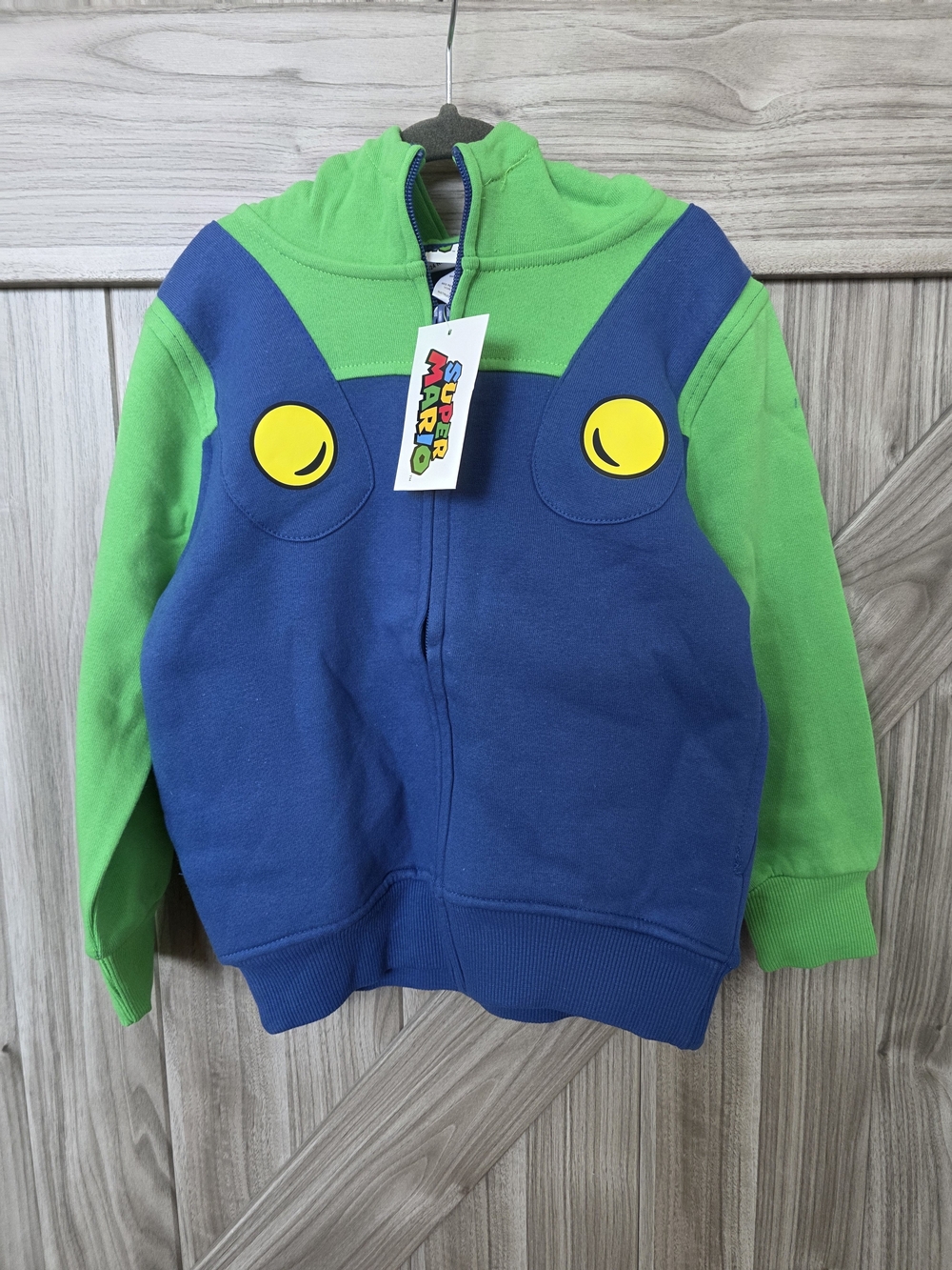 NWT Nintendo Super Mario Luigi Costume Zip-Up Hoodie Jacket Boys Size 4
